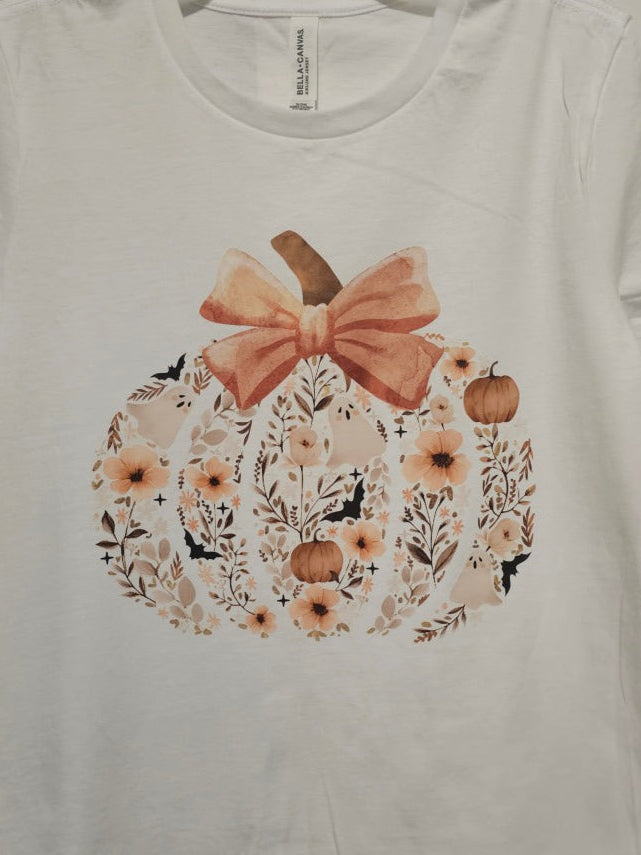 Fall Pumpkin White T-shirt Short sleeve