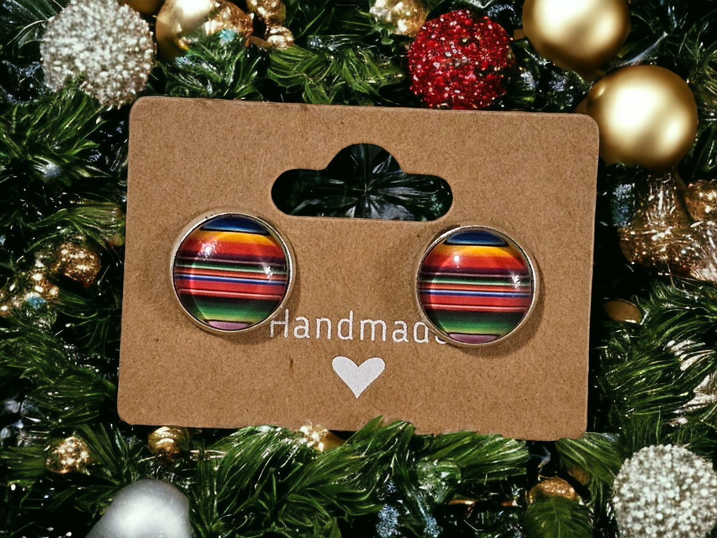 Multiple Designs Festive Stud Earrings Round Earrings Christmas gift birthday gift Christmas party various striped designs