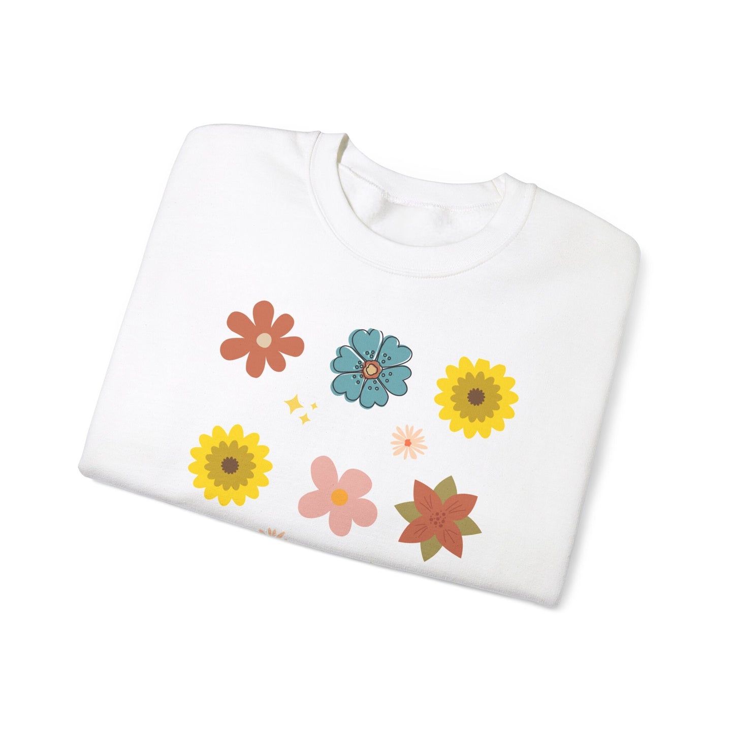 Womens Junior Boho Flowers Unisex Heavy Blend™ Crewneck Sweatshirt